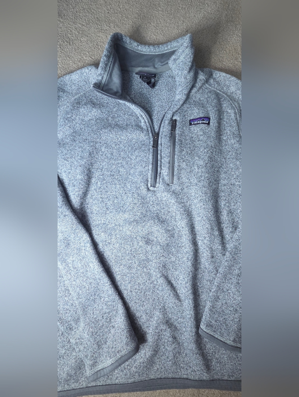 Patagonia Men's Better Sweater Quarter-Zip Fleece Pullover Sz L Stonewash Grey